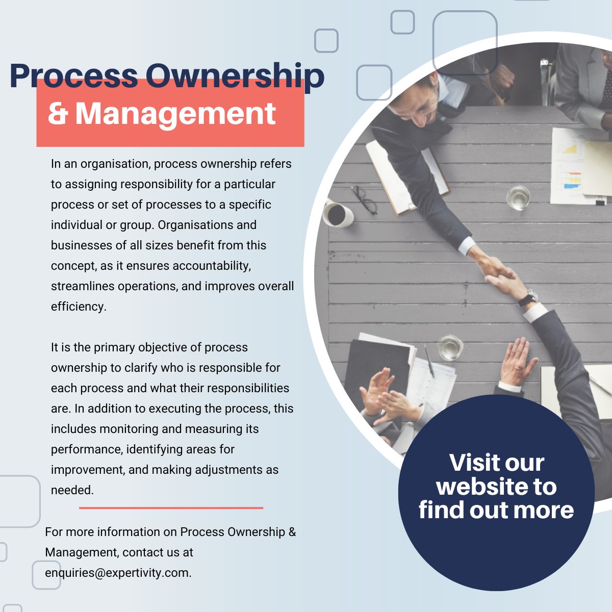ExpertivityTech's tweet photo. If you would like more information on Process Ownership and Management please visit our website https://t.co/RyIGZVtey9 or contact us at enquiries@expertivity.com today!

#expertivity #processownership #processmanagement #processmanager #improveefficiency #environment https://t.co/26i0dCPgCP