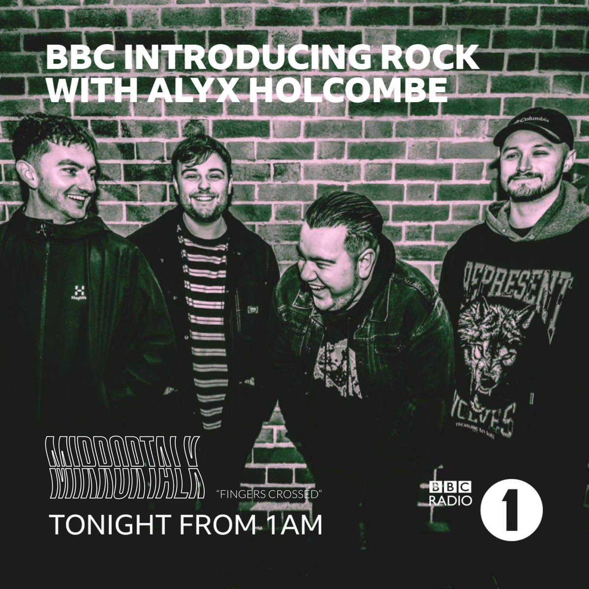 Tune in from 1am to hear Fingers Crossed on @BBCR1 !!!

Big shout out to @AlyxHolcombe and the Introducing Rock team for giving us the air time 🤟

Link in bio if you want to check it out!