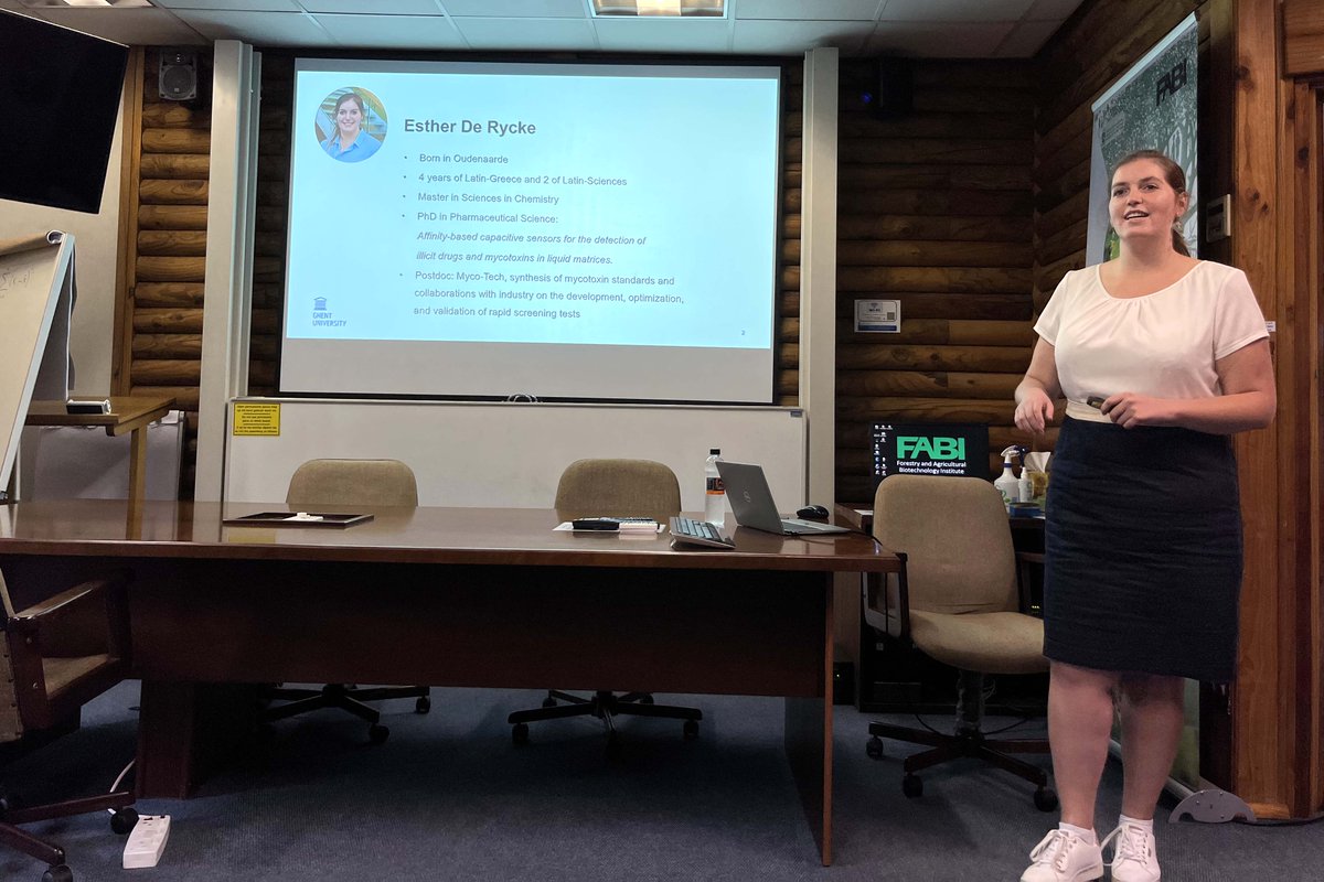 Thrilled to welcome Dr. Esther de Rycke, from <a href="/MYTOX_SOUTH/">MYTOX-SOUTH</a>, at <a href="/fabiteam1/">FABI</a> as part of her visit to <a href="/UPTuks/">University of Pretoria</a>. Her presentation on "Validation of rapid screening steps for mycotoxin analysis" sparked a lively round table discussion. Exciting collaborations ahead with <a href="/nerimanyilmaz82/">Neriman Yilmaz 🧫🔬🧬</a>