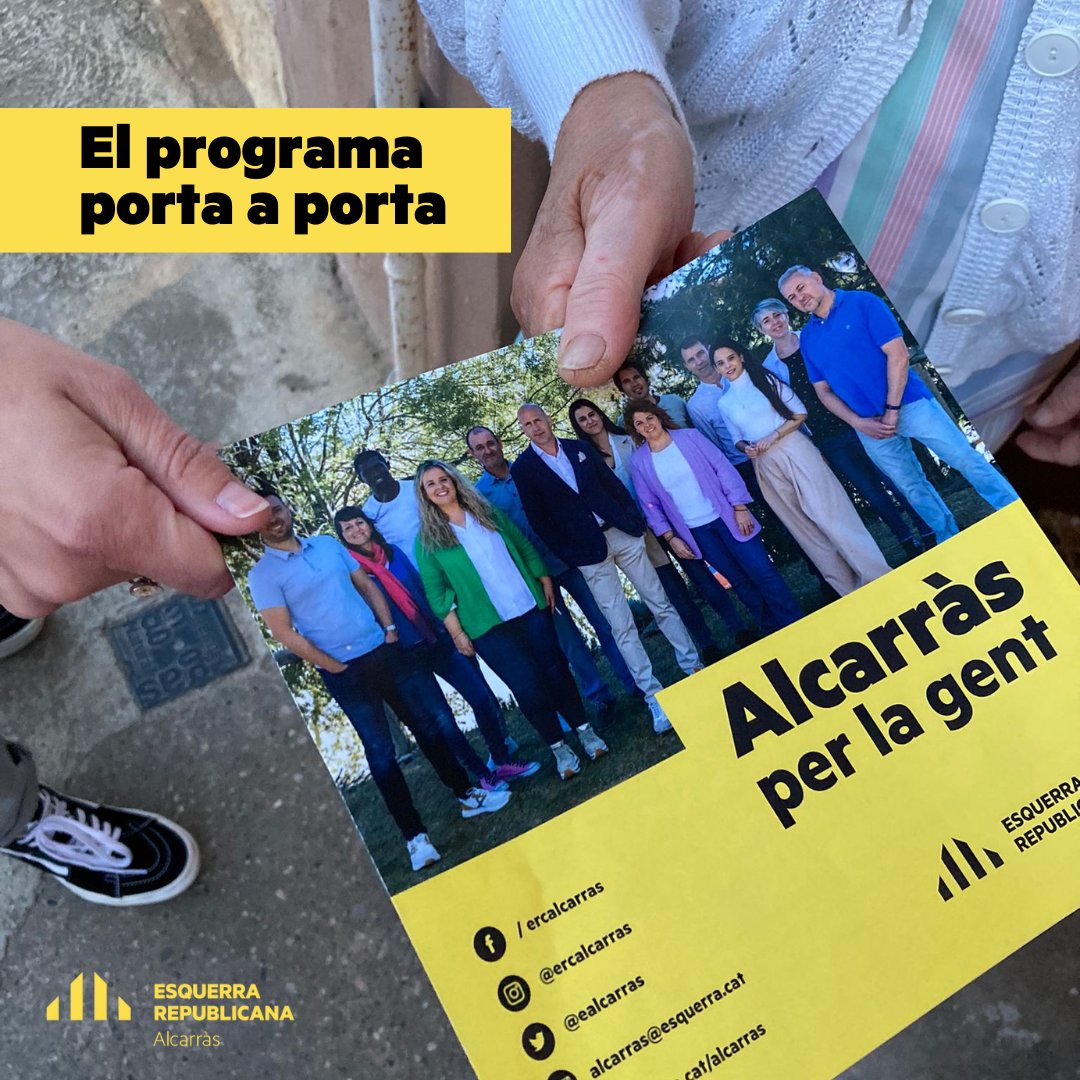 Iniciada la campanya electoral per les properes #municipals2023 

Estem repartint del programa porta a porta 🚪. Ens coneixerem, comentarem i resoldrem dubtes!

La nostra llista, el vostre equip. ✊
🔜 ALCARRÀS PER LA GENT

#alcarràsperlagent #escrivimelfutur #FuturRepublicà