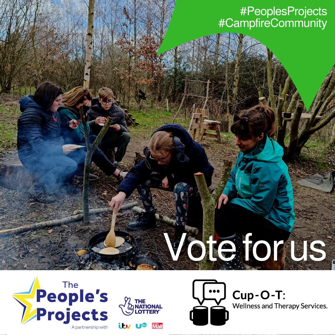 CupOTservices's tweet photo. Voting is OPEN! 
We’re in with a chance of winning £70k from the National Lottery &amp; if we are lucky enough to win, we’ve got big plans to…

Hold regular therapy sessions in a beautiful woodland space all year round

Vote here:
https://t.co/DZnR4fQl37

#PeoplesProjects https://t.co/8mXhPDijWx
