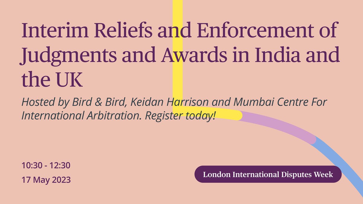 We're excited to be hosting two events at our offices as part <a href="/LIDW_/">LIDW</a>. On 17 May we are partnering with <a href="/KeidanHarrison/">Keidan Harrison LLP</a> and MCIA, considering key differences and similarities in approach by the English and Indian courts. Join us by registering here: 2bird.ly/3I74Sz5