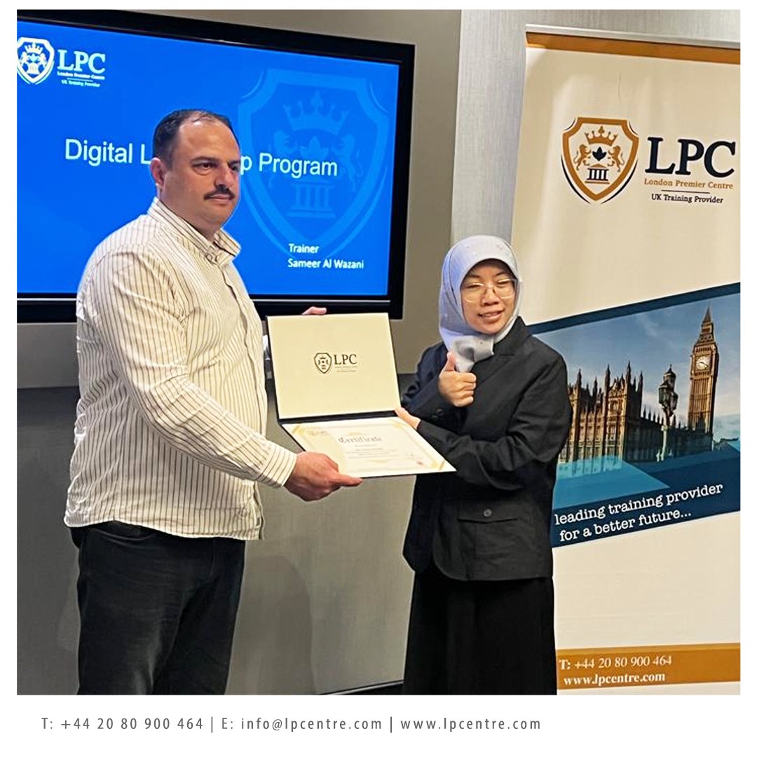 LondonLpc's tweet image. Congratulations on completing the &quot;Digital Leadership Programme&quot; training course in #London by #LPC_Training and earning your certification! Best wishes for your future success.
#DigitalLeadershipProgramme #DigitalLeadership #LeadershipTraining