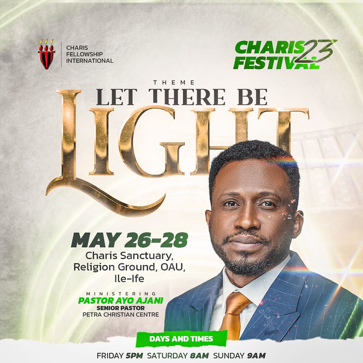 CharisOau1's tweet photo. OAU  Are you ready???.🔥🔥

It's *CHARIS FESTIVAL '23* 

Theme: Let there be light ✨✨✨
Date: May 26th-28th

Start creating expectations and prepare your hearts to receive and be blessed 🙌🏼🙌🏼

It's going be phenomenal and spirit-filled 🔥🔥🔥🔥 https://t.co/FcYHIAsNr4