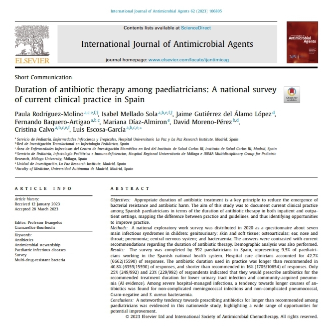 seipweb's tweet photo. #PaperSEIP Duration of antibiotic therapy among paediatricians: A national survey
of current clinical practice in Spain 
https://t.co/I7cvwokDKZ https://t.co/TD9gcVYy3G