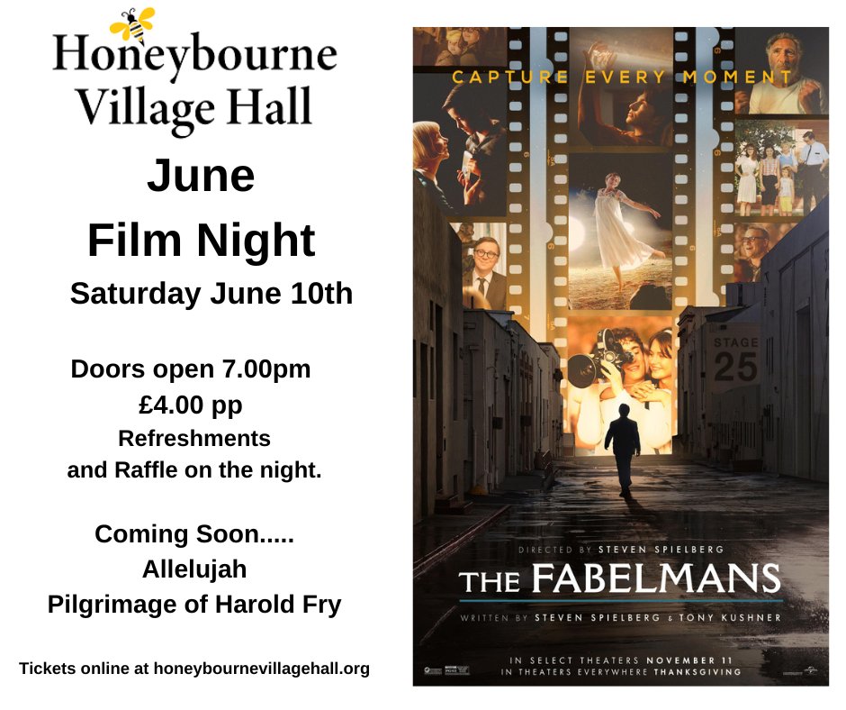 Our Next Film Night is 10th June, showing The Fabelmans.