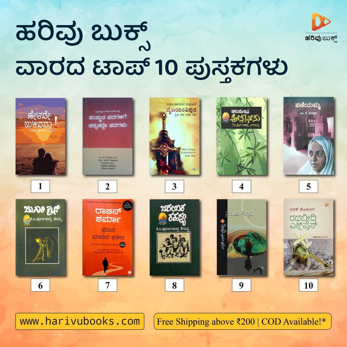 ಈ ವಾರದ ಟಾಪ್ 10 ಪುಸ್ತಕಗಳು!
harivubooks.com/collections/va…

#top10 #top10books #weeklytop10 #harivutop10 #books #kannadabooks #mustreadbooks