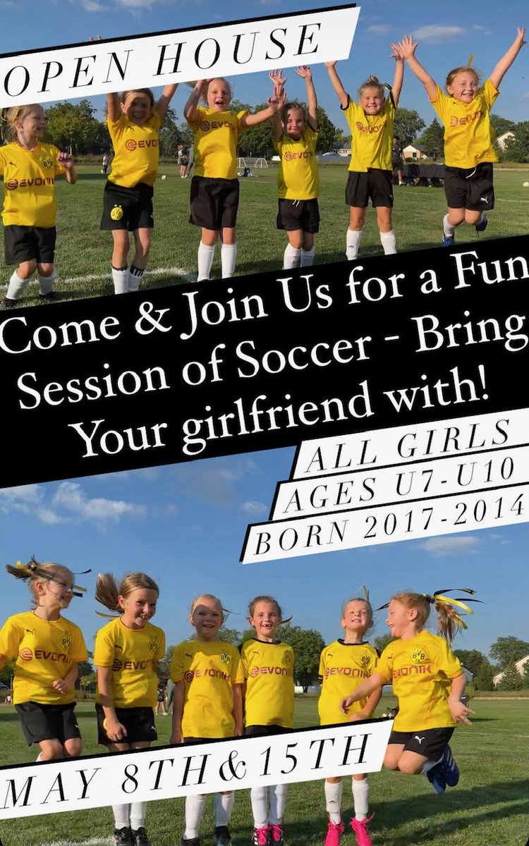 OPEN HOUSE - TODAY MONDAY, 5/15/23 - INVITING ALL GIRLS ages U7-U10 (birth year 2017-2014) TO COME OUT &amp; TRY IT OUT - REGISTER NOW!
OPEN HOUSE - TODAY MONDAY, 5/15/23
conta.cc/3pGo5S4