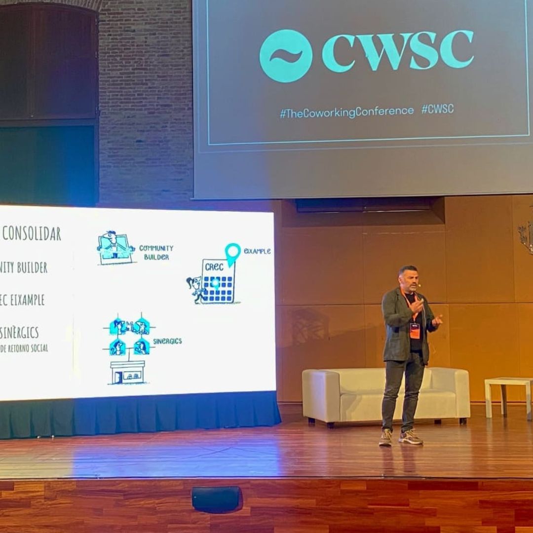 CRECbcn's tweet photo. Així va ser la nostra experiència a la #CoworkingSpainConference!🚀
El nostre #CEO, Roman Calavera, va parlar sobre #CRECCoworking a la #CWSC
🗣“Créixer és confiar en nosaltres, veure sempre el got mig ple. Les incerteses són menys amb el convenciment de les nostres forces” https://t.co/ld8s1Qw04h