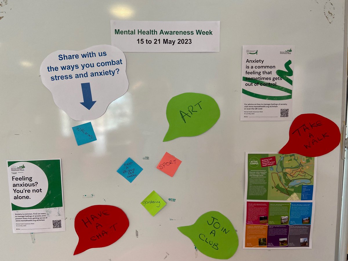 It's #MentalHealthAwarenessWeek 15 - 21 May 2023 ❤️

Share with us the ways you combat stress and anxiety? #UEAScience