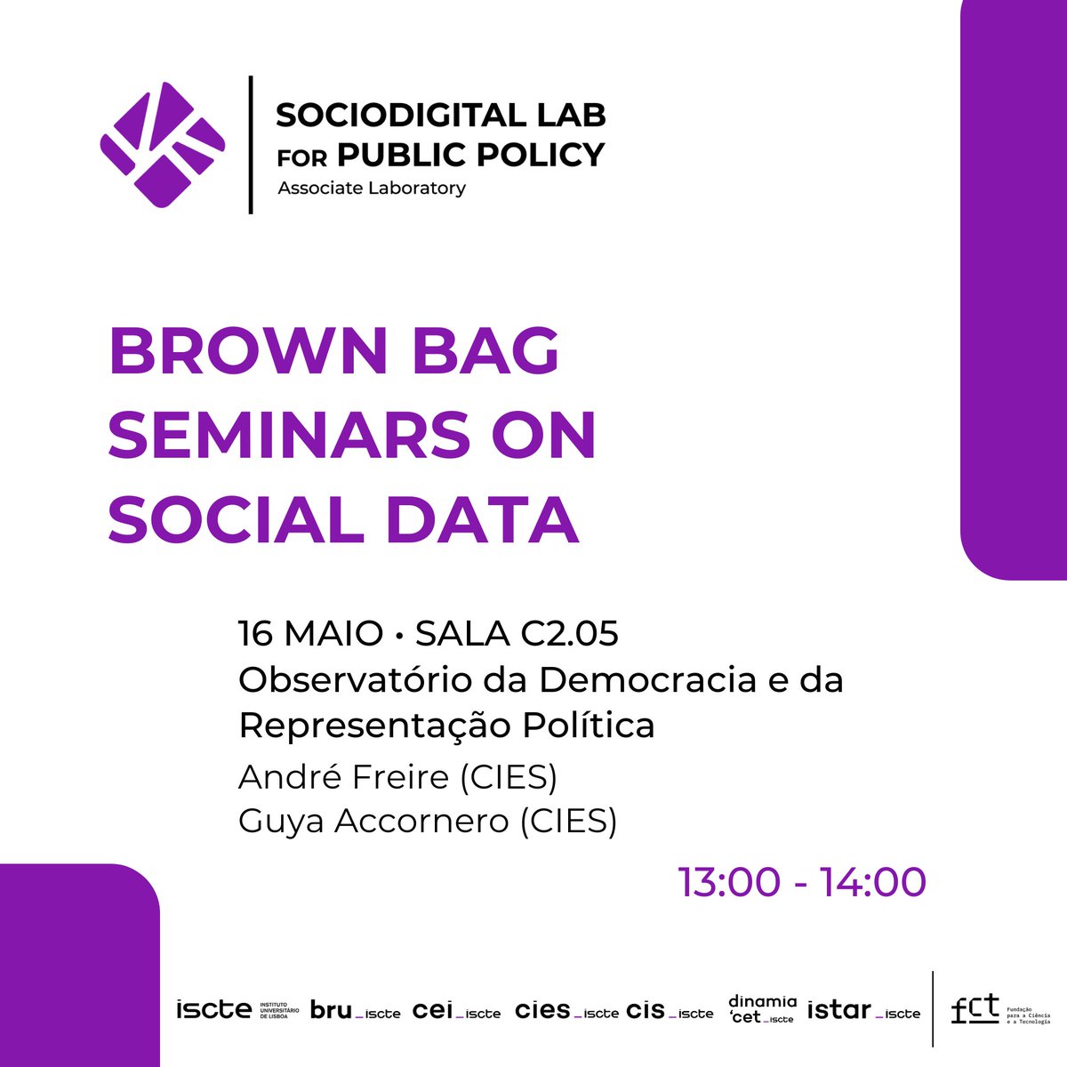 SocioDigitalLab's tweet photo. 📍 The second session of the Brown Bag Seminars on Social Data takes place tomorrow with @ODRP_ISCTE 
#iscte #iscteconhecimentoinovacao #SocioDigitalLab #investigação https://t.co/xxl8RgTKHl