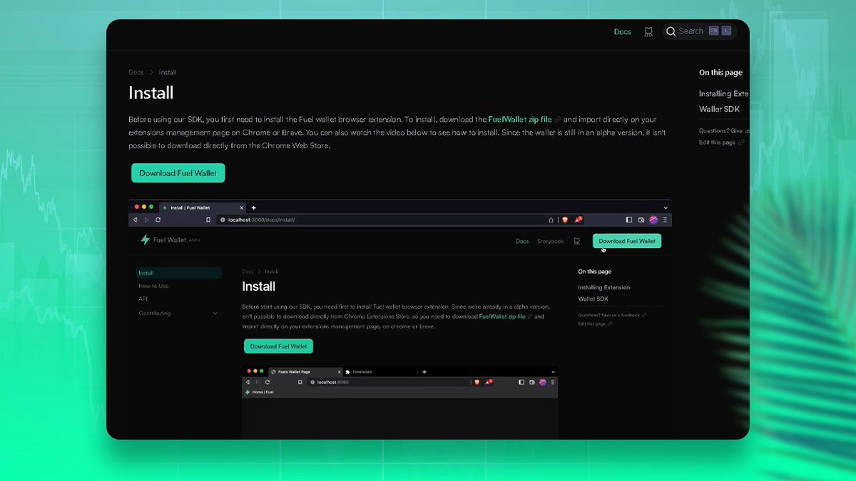 AVaderDegen's tweet photo. Wallet
Still not possible to download from Chrome Web Store.
- Go to https://t.co/0KgZOoeY2Y and click Download.
- Go to your browser extensions. For Chrome browse chrome://extensions/
- Enable Developer Mode.
- Drop the .zip.
- Create wallet
#Fuel #Fuellabs https://t.co/O1aJ5M7Q3K