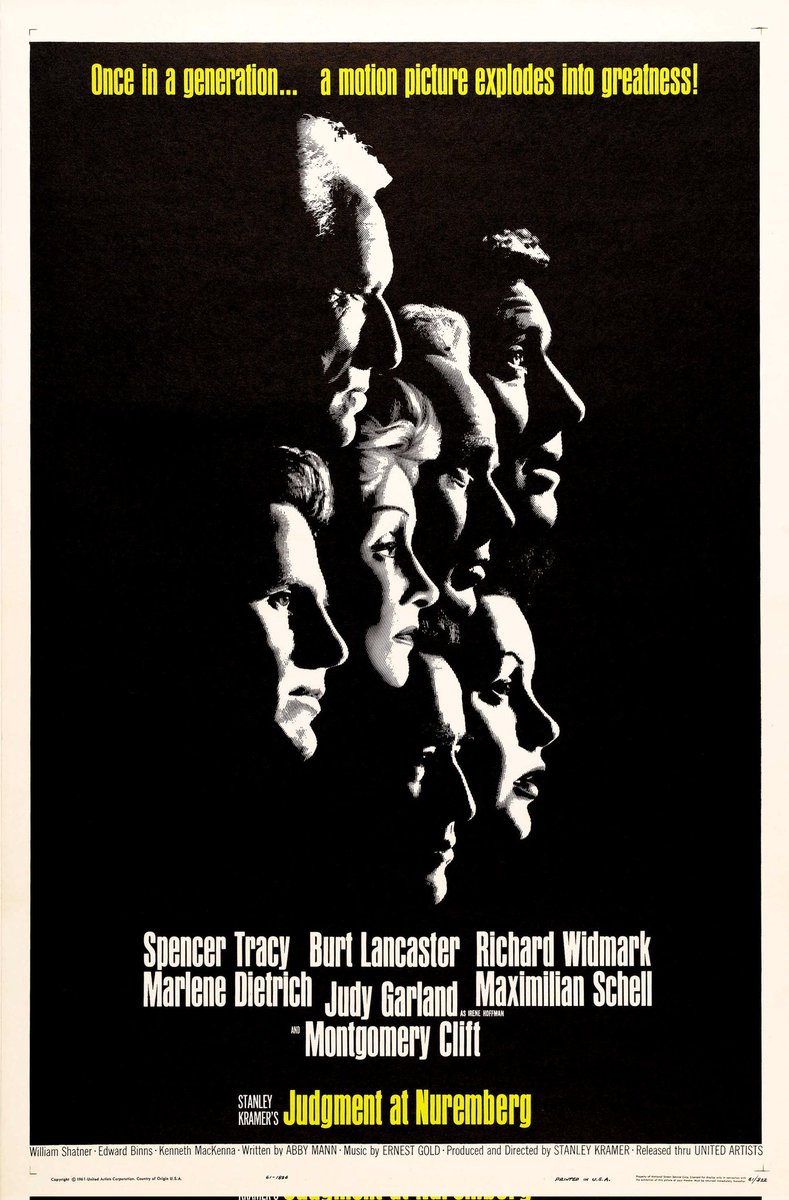 #WorldRecord/633
Judgment at Nuremberg ('61)
⭐️⭐️⭐️⭐️½
One of the finest war dramas ever made, & with a cast to die for, led by the greatest to ever do it, #SpencerTracy. I introduced a friend to this #StanleyKramer masterpiece, & he loved it. What a picture, unblemished by time.