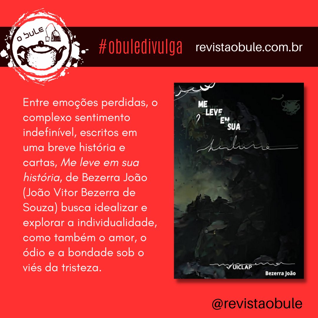 revistaobule's tweet photo. Confira o livro 'Me leve em sua história', de Bezerra João, no #obuledivulga de hoje.
https://t.co/KOkLmOrSFC
#bezerrajoao #obuledivulga #releases #revistaobule #obule https://t.co/TS48Lle0dN