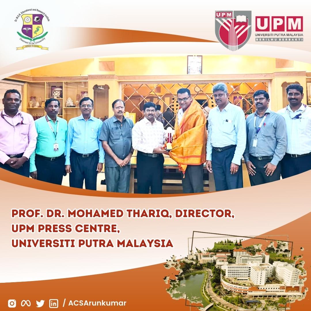 Delighted to felicitate Prof. Dr. Mohamed Thariq, Director of UPM Press Centre, Universiti Putra Malaysia, at our University. His visit enriched our campus with valuable insights and knowledge.

#UPMPresscentre #universitiputramalaysia #mgreri #campus