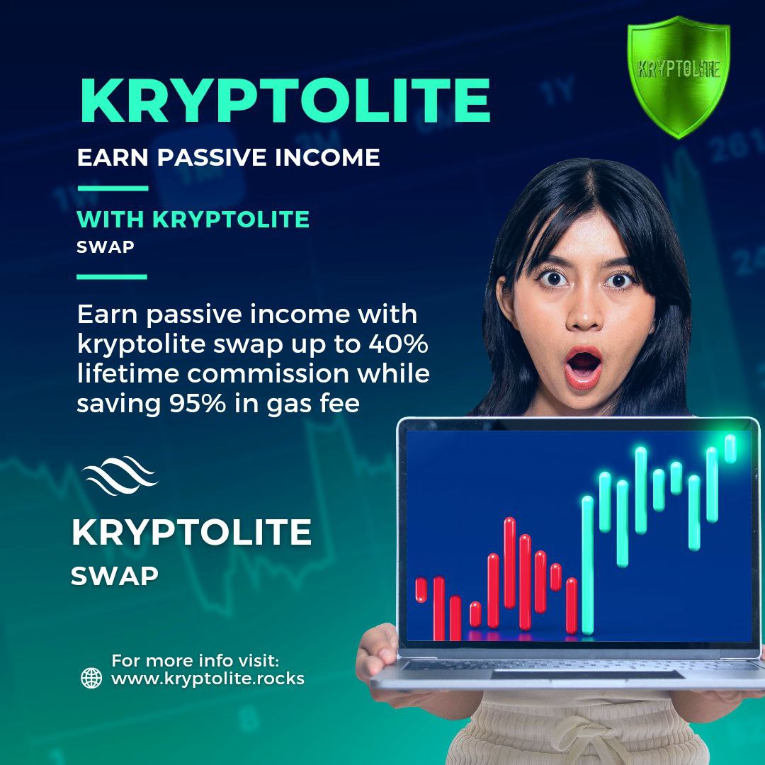 It's #Monday.
Here's a #stressfree way to earn #passiveincome daily.
#Kryptolite offers up to 20-40% lifetime commission on every swap done! 
We also provide project owners with a free swap integration that they earn from.
Send us a DM right away for collaboration.
#BSC  #Crypto