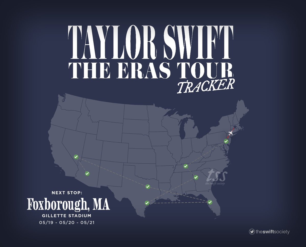 TheSwiftSociety's tweet photo. 📍| NEXT: Foxborough, MA

— May 19th/20th/21st at @GilletteStadium https://t.co/PVqR1nNT6N