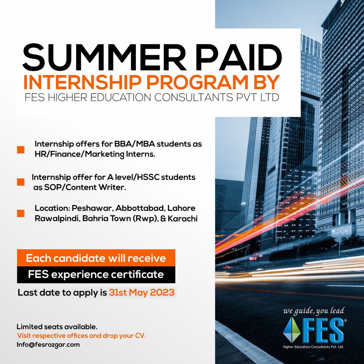 FESConsultants's tweet photo. Summer PAID Internship Program by FES Consultants!
- Duration: 6 weeks
- Deadline: 31st May 2023
- To apply visit the respective city branch & drop your CV
#fes #fesconsultants #internship #summerinternship #internshipprogram2023 #paidinternship #pakistan #students #Career