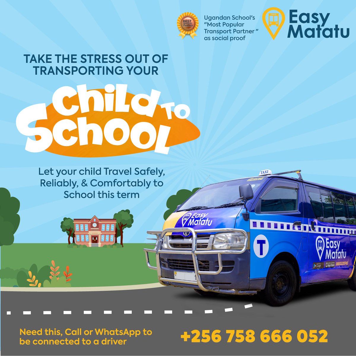 EasyMatatu's tweet image. Take the stress out of transporting your child to and from school. Fill in this form forms.gle/4iCd96G9ErWbUs… and we shall reach out.