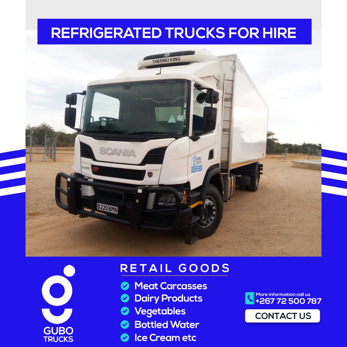 Our fleet includes refrigerated trucks of different sizes (tons) for all your moving needs. 

#GuboTrucks #Logistics #Distribution #BotswanaBrand #PushaBW #SupportLocal