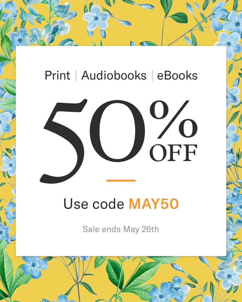 50% off books sitewide!! Sale starts now and runs through May 26th on print, audiobooks, and ebooks (some exclusions apply). Don't miss out on this chance to stock up and save for summer reading! hubs.ly/Q01PS4fG0 #Sale #BookSale #AcademicTwitter