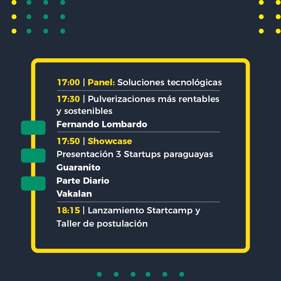CreaParaguay's tweet photo. ¡Mañana es CreaTech! Conocé la agenda 👀👉🏽
Si aún no pudiste adquirir tu entrada, todavía podés comprarlas a través de la web o en la entrada del evento.
🔗 https://t.co/8kbcnwc0Wi
📆 Martes 16 de mayo | 14:00
📍 Hotel Dazzler
inversión: Gs. 250.000 https://t.co/D9x8X1gCGv
