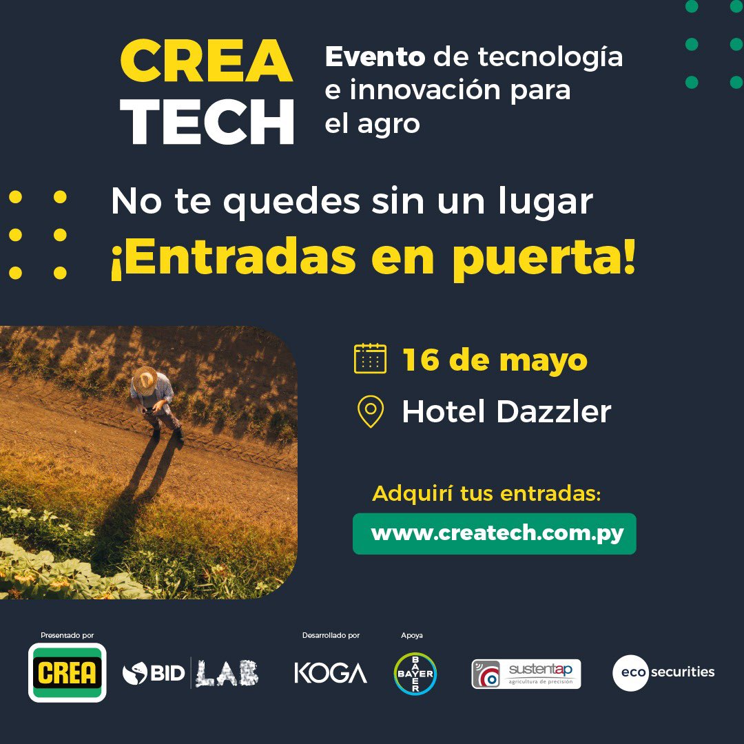 CreaParaguay's tweet photo. ¡Mañana es CreaTech! Conocé la agenda 👀👉🏽
Si aún no pudiste adquirir tu entrada, todavía podés comprarlas a través de la web o en la entrada del evento.
🔗 https://t.co/8kbcnwc0Wi
📆 Martes 16 de mayo | 14:00
📍 Hotel Dazzler
inversión: Gs. 250.000 https://t.co/D9x8X1gCGv