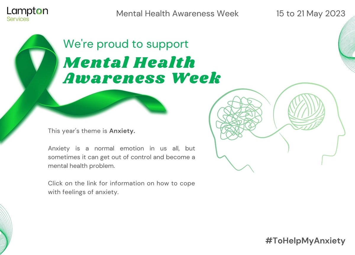 It’s #MentalHealthAwarenessWeek and this year’s theme is Anxiety. If we don’t know how to cope with our feelings of anxiety, they can get out of control and stop us from doing the things we need or want to do.

For more info click here: mentalhealth.org.uk/our-work/publi…

#ToHelpMyAnxiety