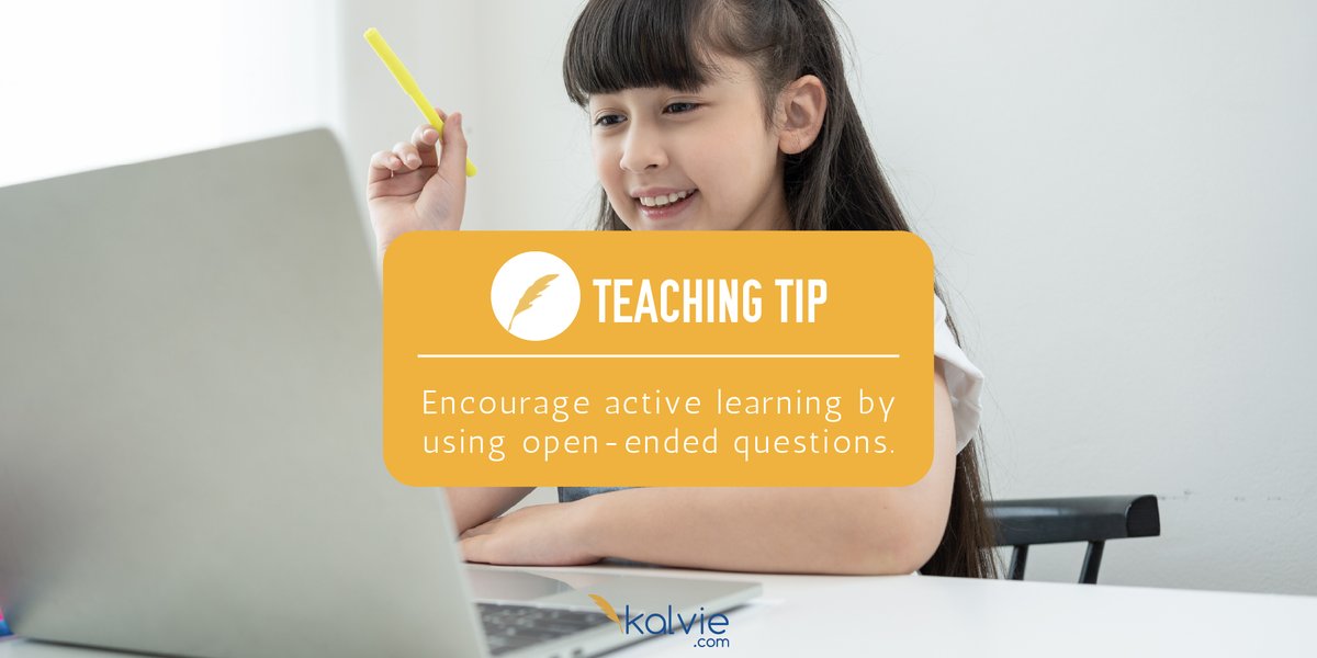 kalvielearning's tweet image. By asking questions that require more than a simple yes or no answer, you&apos;ll encourage students to think critically, develop problem-solving skills, and participate in the learning process.

#Kalvie #teachingtip #tutors #teachers #activelearning #studygram