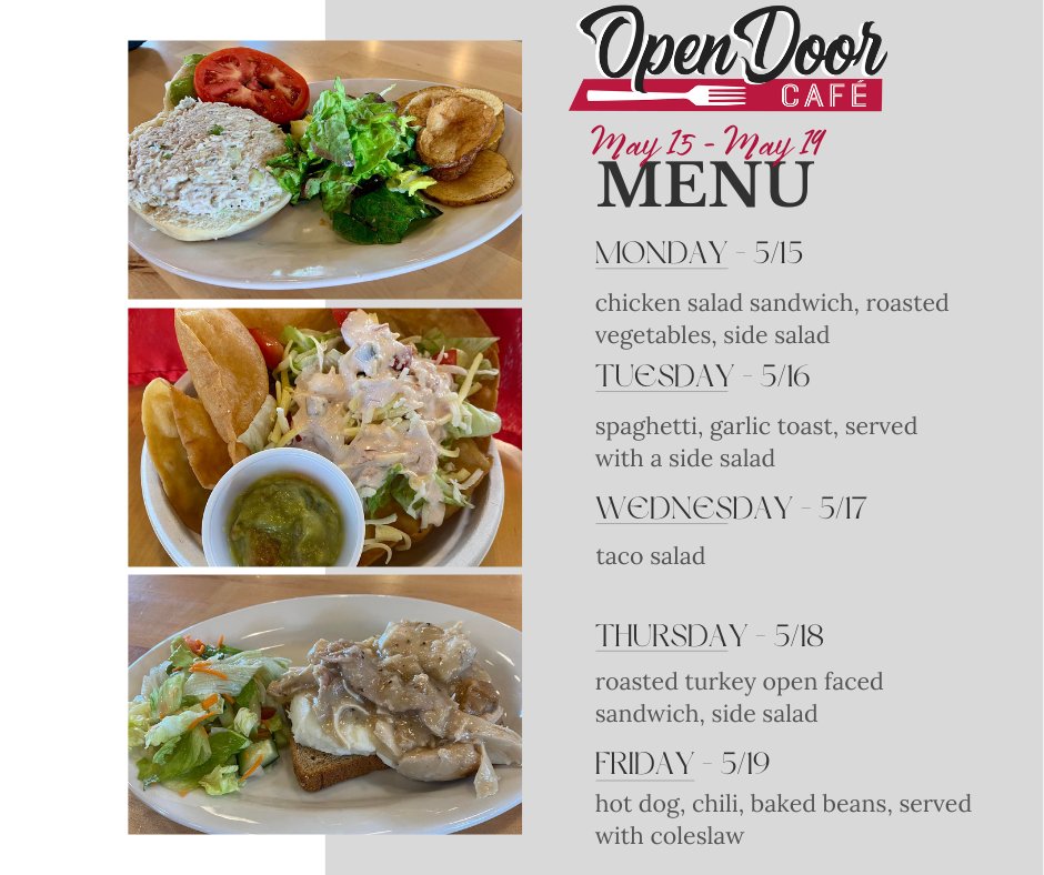 **Weekly Menu**

Dine in or carry out, Monday-Friday, 11 am - 2 pm. Everyone Eats Wythe Us! 

Chef prepared x made with love!

#everyoneeatswytheus #zerohunger #endhunger #wythehope