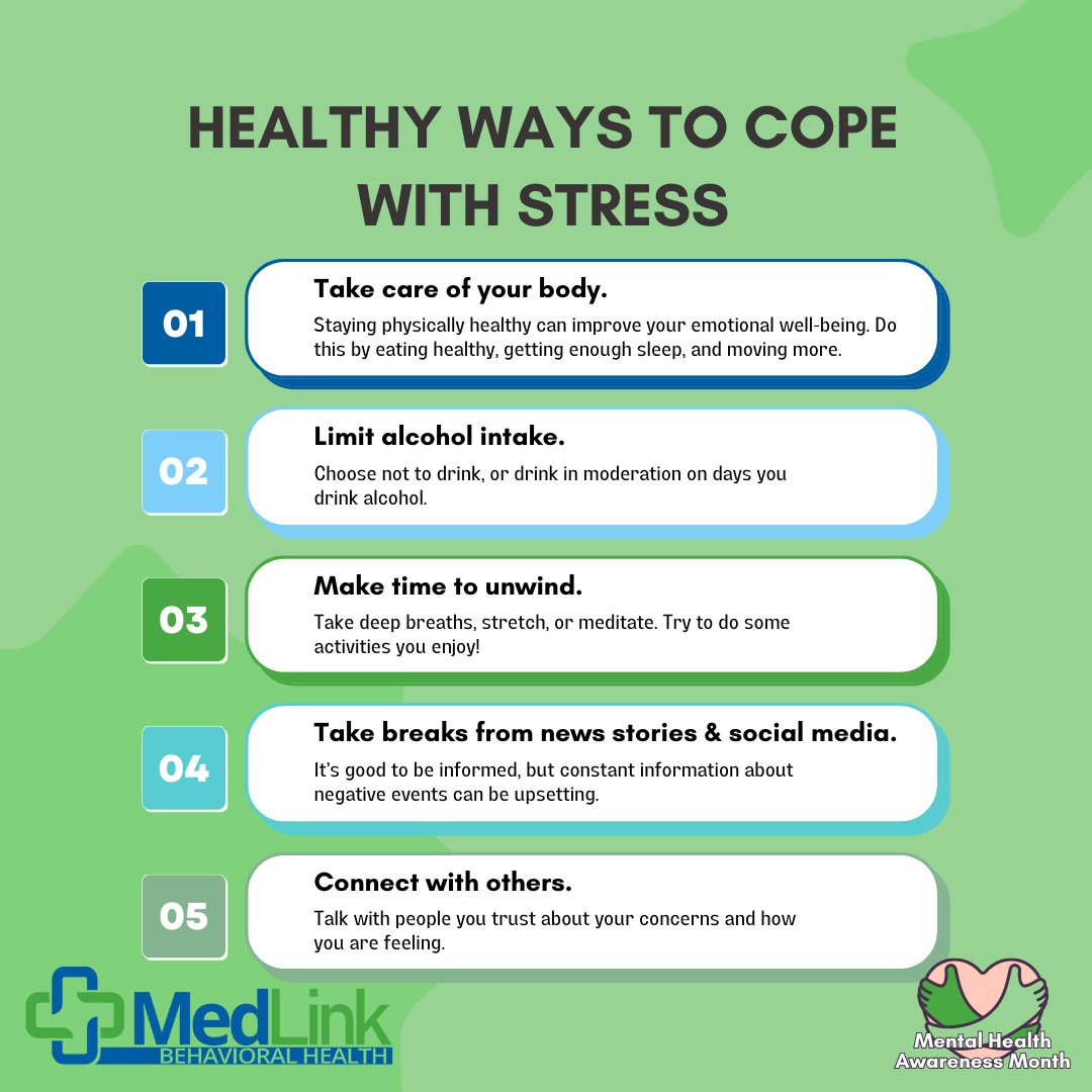 It's #MentalHealthAwarenessMonth and it's important to take care of your mental health - especially during times of stress. Let's prioritize our mental wellbeing and get the tools we need to #ManageStress! 🧠❤️