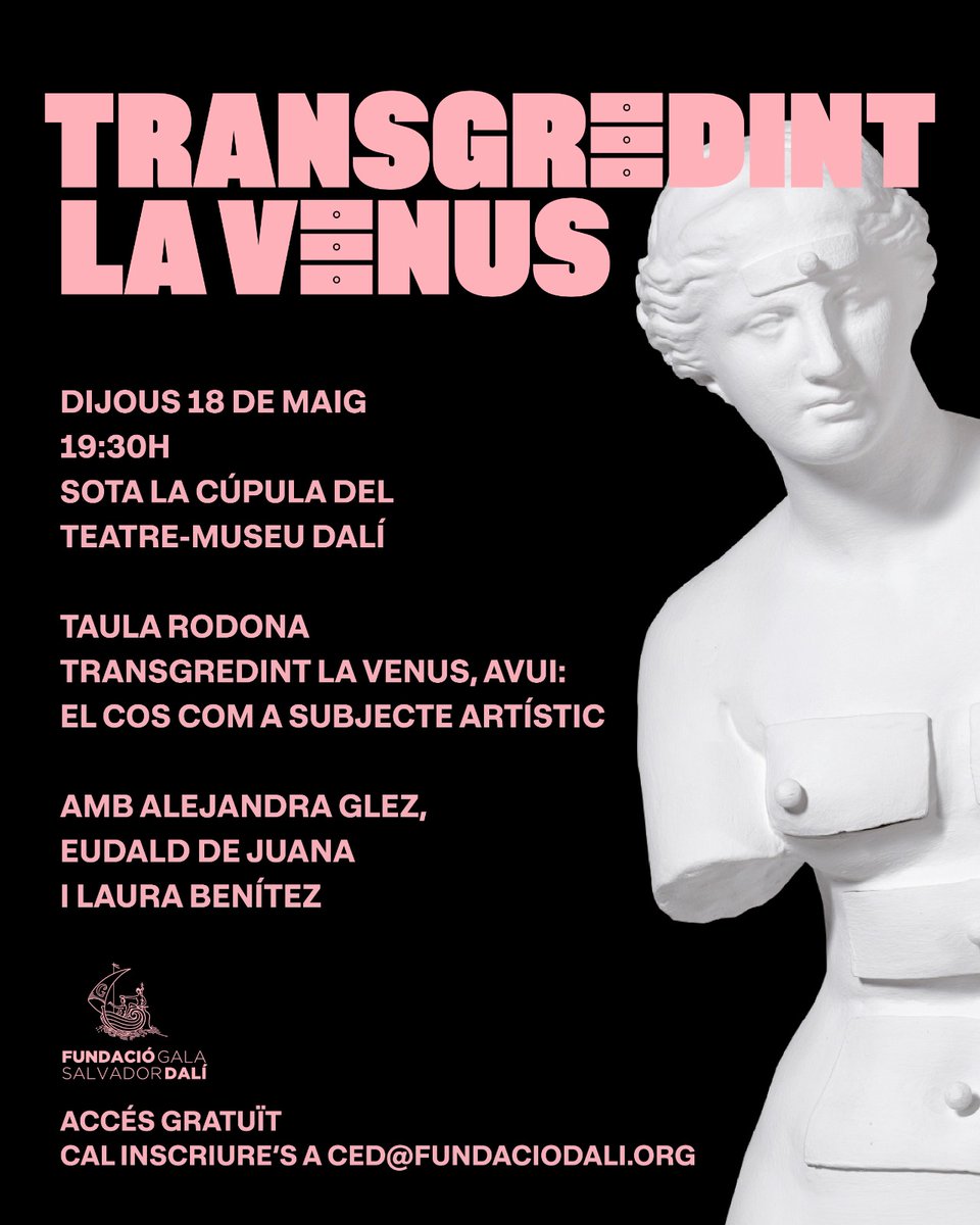 ¿Por qué el cuerpo humano sigue siendo hoy un referente creativo para los artistas contemporáneos? 
Os invitamos a reflexionar sobre esta y otras muchas cuestiones a partir de Venus de Milo con cajones de Dalí.

inscripción previa a ced@fundaciodali.org