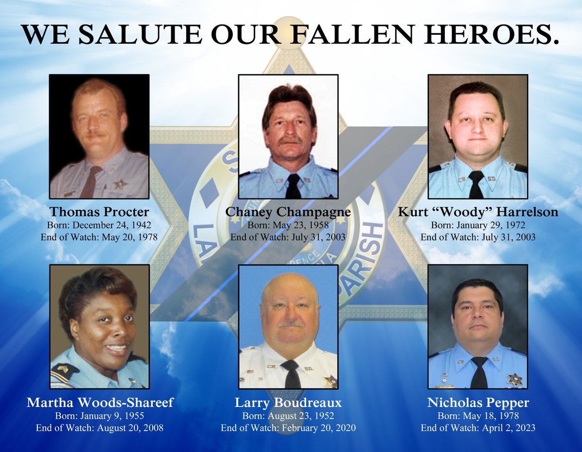 LafourcheSO's tweet photo. Today, on Peace Officers Memorial Day, we honor those who paid the ultimate sacrifice while serving our community. #NationalPoliceWeek #PeaceOfficersMemorialDay https://t.co/swQ3egW8LK