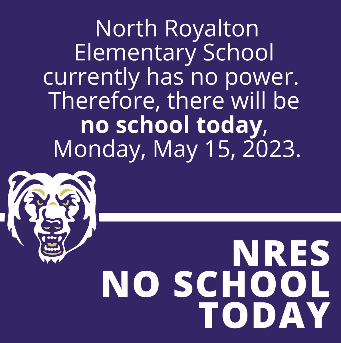 NoRoElem's tweet photo. We apologize for the inconvenience. Power was off when we arrived this morning and we could not get a timeframe from CEI as to when it would be restored. https://t.co/rnvhIy8nIZ