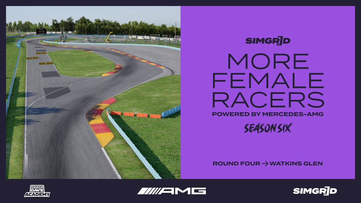 sim_grid's tweet image. We head to 'The Glen' for the penultimate round of #MoreFemaleRacers S6 - Powered by @MercedesAMG 💪

Join us live at 20:00 CET to witness the ultimate showcase of talent, skill, and determination as the drivers take on this iconic NASCAR circuit 🤩

📺 youtube.com/watch?v=tqhQ29…