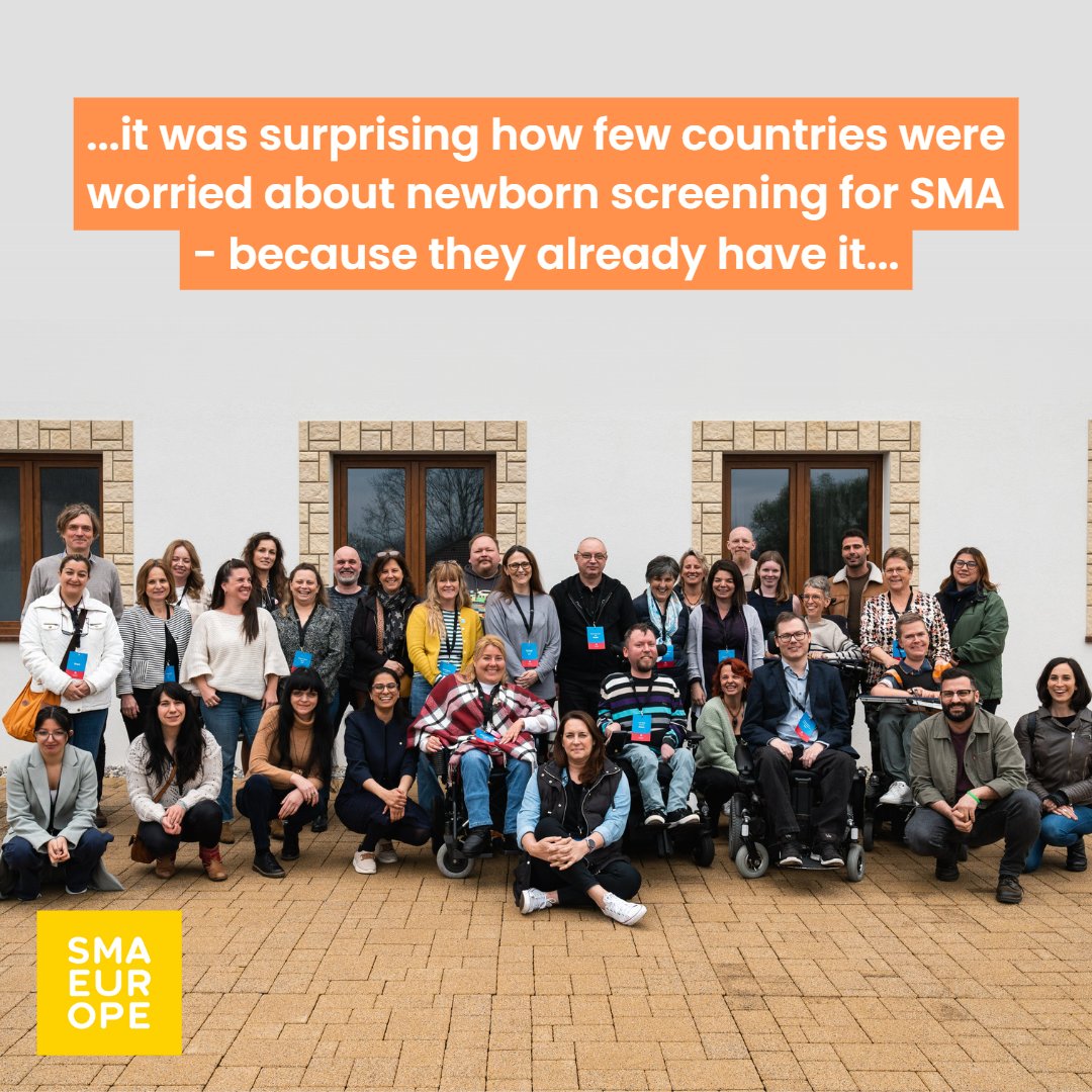 SMA_NBSalliance's tweet photo. At the recent SMA Europe meeting in Prague, it was surprising how few countries were worried about newborn screening for SMA - because they already have it!  We are continuing to work with UK NSC to push for a rapid decision in the UK. It is unethical to delay. #ScreenTodayForSMA https://t.co/GvXTsQKn8A