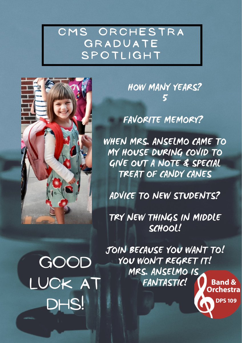 Our next 8th grader has been a calming presence and leader! You will be missed from our CMS orchestra family, but will do AMAZING in life! Oh the places you will go! You are valued, loved, and appreciated! Good luck at DHS! <a href="/DPS109/">Deerfield Dist. 109</a> <a href="/109Caruso/">Caruso Middle School</a> #cmstrings109