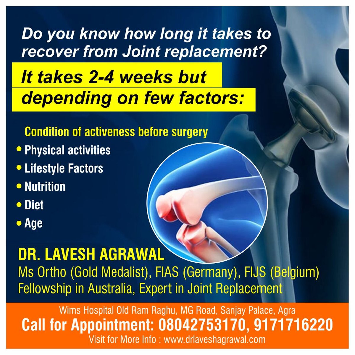 Recovery Of joint replacement surgery 
After joint replacement surge ..For more info visit...drlaveshagrawal.com/latest-update/…