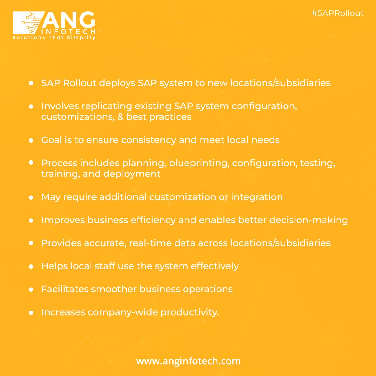 ang_infotech's tweet image. Unlock the power of SAP Rollout and take your business to new heights!

SAP Rollout is the process of deploying the SAP system to new locations or subsidiaries, expanding your organization&apos;s reach.

anginfotech.com

#ANGInfotech #SAPRollout #BusinessTransformation