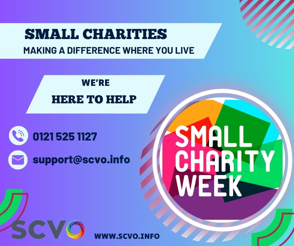 It’s our privilege to support the work of so many Sandwell #SmallCharities. Help SCVO to spotlight their incredible impact this week by sharing your stories with us

Here's how our we’d describe them we’re lucky enough to work with:
💚 Multi-talented
💚 Inspiring
💚 Life-changing