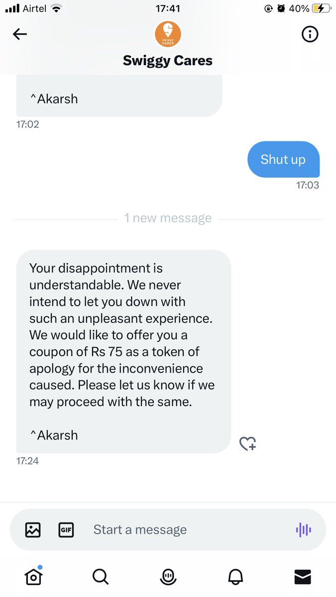 sethiankit30's tweet photo. Hey @Swiggy do you really think that your 75 rupees, which you usually charge as delivery and packaging fee on almost every order, is enough after this? You need to learn a lesson on customer satisfaction. Take 75 from me to make your services better https://t.co/qSi0uOewtQ