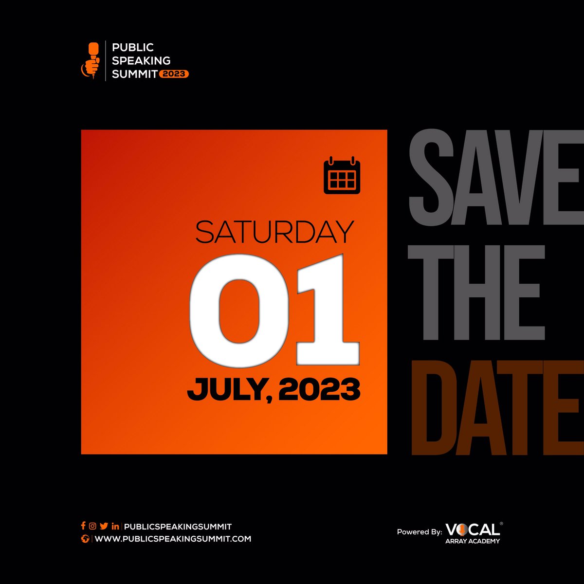 PublicSummit's tweet photo. Boom 🔥🔥🔥
Do you want to know the best way to save the date?
Buy your ticket 🤲
Ticket sales start very soon.
Wait for it 🔥🔥🔥
#PSS2023 #publicspeakingsummit #vocalarrayacademy #Themasterpiece #July
International passport || #rootingforhildabaci || #GuinnessWorldRecords https://t.co/bbWOP2mbl3