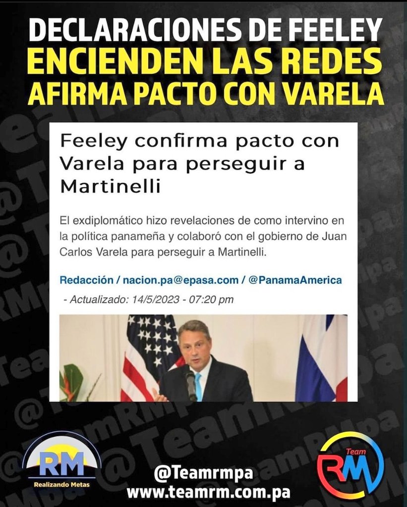 TeamRM_Panama's tweet photo. ¿Declaraciones o confesiones?
Lo que si sabemos es que hubo pacto Feeley/@JC_Varela #VarelaLeaks

@tvnnoticias @as_salazar @almacortes20 @AlvaroAlvaradoC @camachocastro @ShirleyCastRM @AnayansiGuerra3 @Fameglio @rmartinelli @jamis_rm @pepecamposrm @RealizandoMetas @somosrmpa https://t.co/UlkB6euTRr