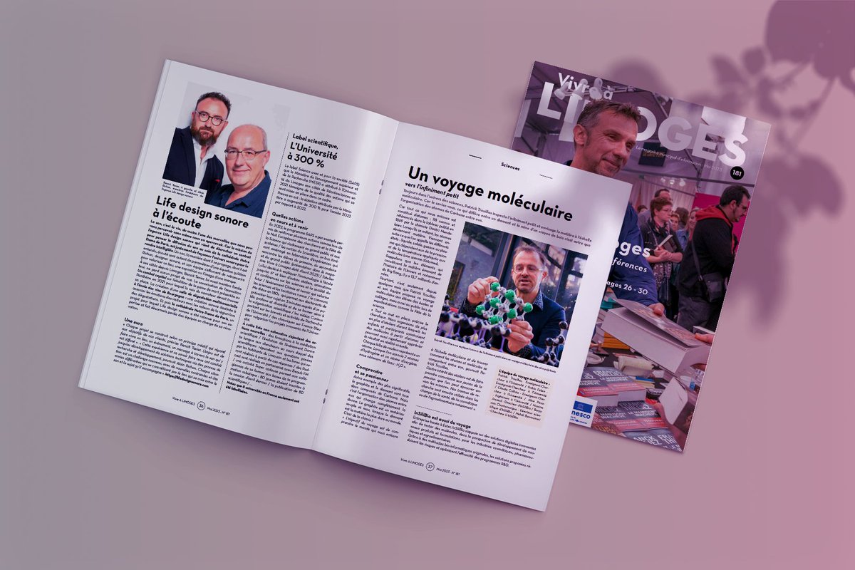 insilibio's tweet image. Patrick Trouillas notre cofondateur est mis à l'honneur pour le projet " Le voyage moléculaire" dans le journal vivre à Limoges : ce programme vise à initier les jeunes des écoles et le grand public à l'univers fascinant de l'infiniment petit. 
limoges.fr/node/25406