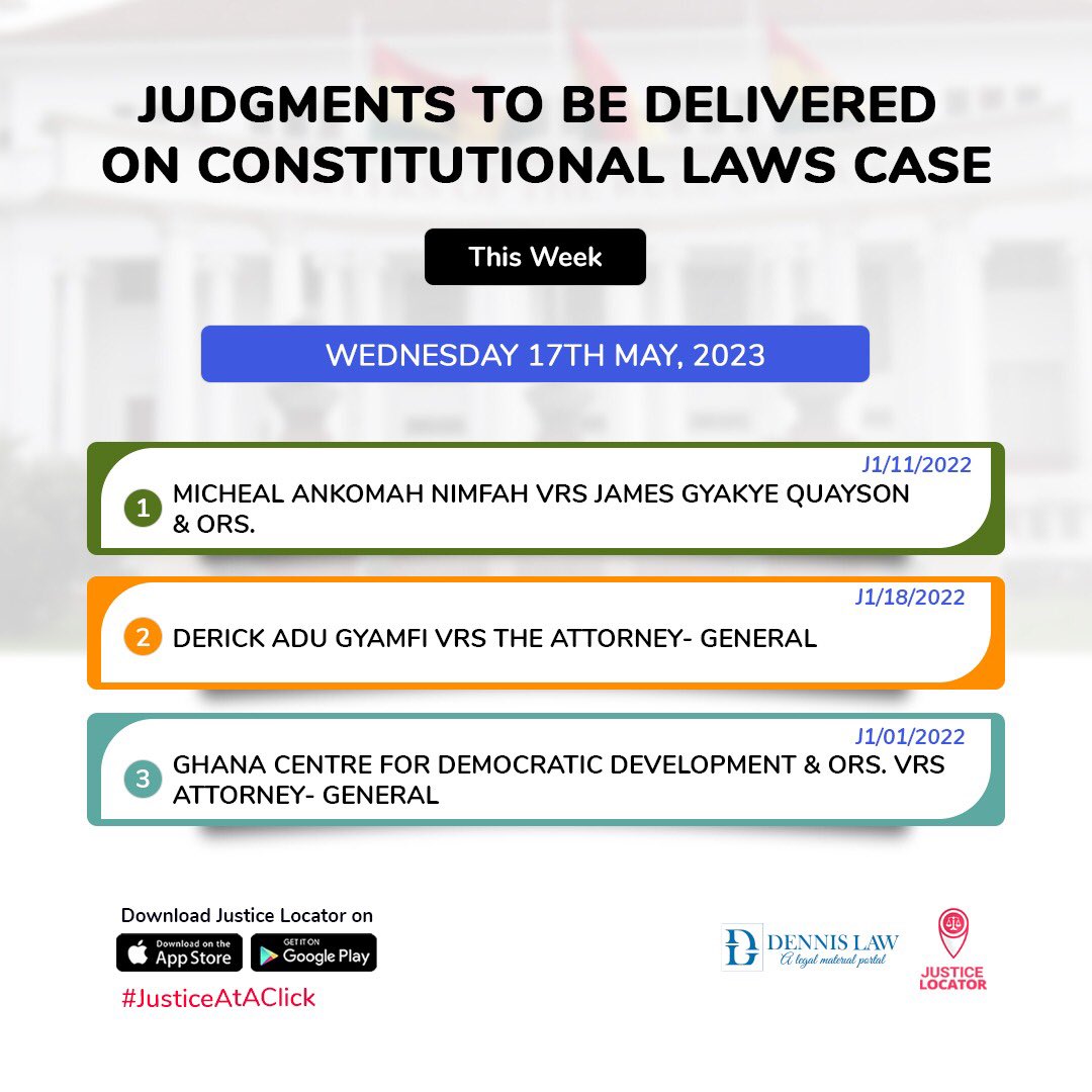 JusticeLocator's tweet image. Happening in the Supreme Court this week. Which cases are you most excited for? #justiceataclick #96hrs #Dennislawghana
