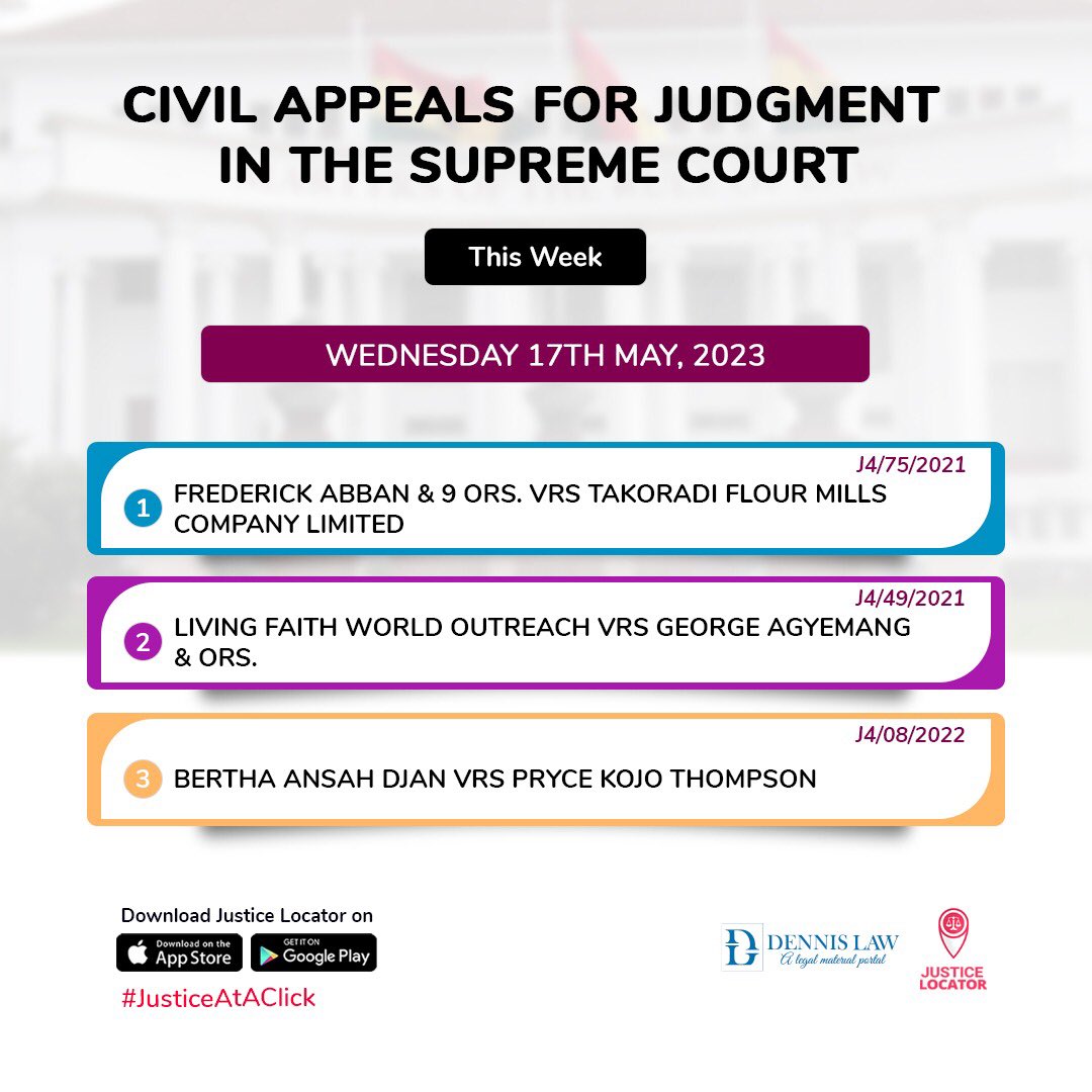 JusticeLocator's tweet image. Happening in the Supreme Court this week. Which cases are you most excited for? #justiceataclick #96hrs #Dennislawghana
