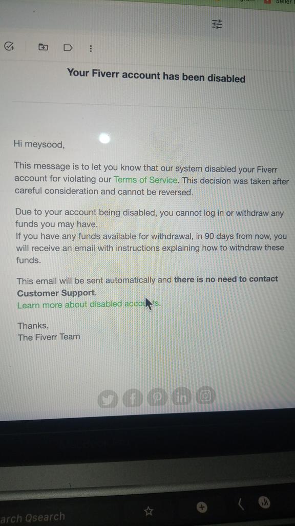<a href="/FiverrSupport/">FiverrSupport</a> After submitting appeal again and again just because bot reply everytime same message then  support said our manual team review you account after review again they are disable my account permanently. Please i will provide every detail about my case please re active