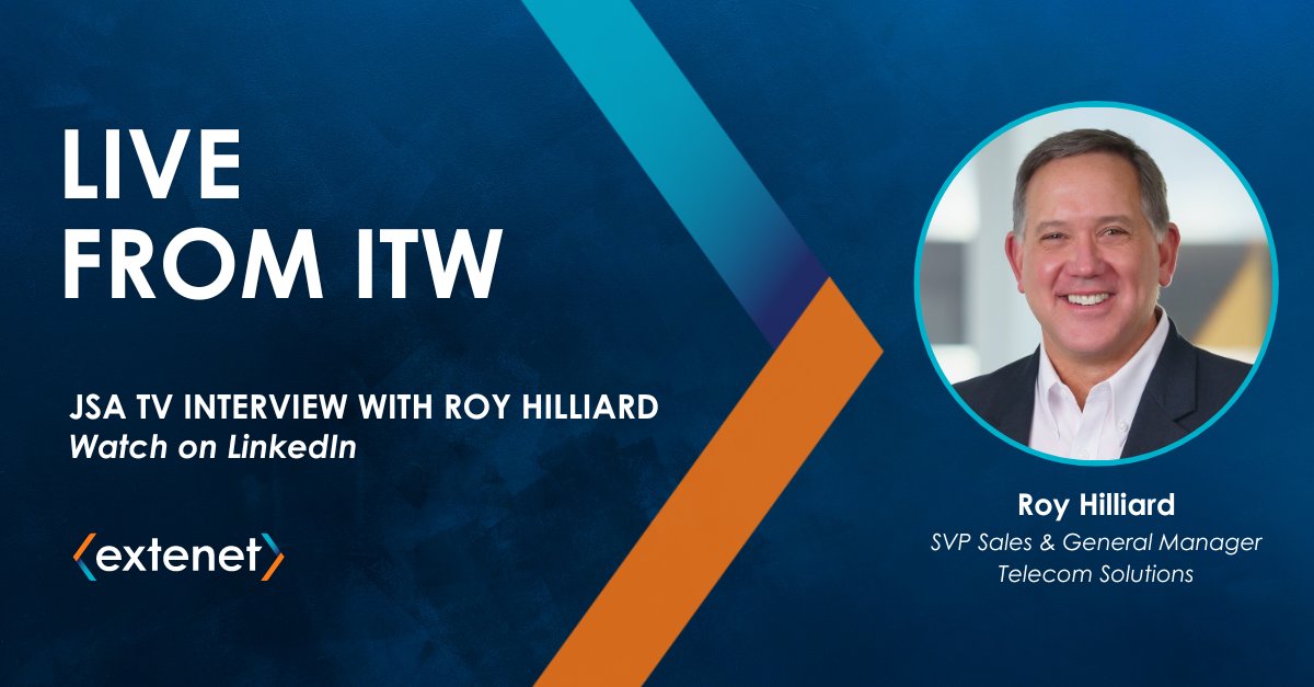 ExtenetSystems's tweet photo. ITW 2023 is here, and we’re excited to share @Extenet’s very own Roy Hilliard, SVP of Sales &amp; General Manager - Telco Infrastructure, will be sitting down for an interview with #JSATV Live tomorrow at 10 a.m ET.  RSVP to get an alert when it goes live! https://t.co/y3aFk21OJz https://t.co/li0wUiwuhz
