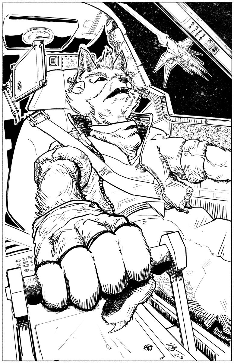 plastic_shorts's tweet photo. -Star Fox vs. Star Wolf-
Alright, inks  done! I will now attempt to color this. I've been nipping at this for so many weeks in between my assignments, I'm so glad it's done. Came out pretty decent, too.
.
#starfox #Nintendo #N64 #fanart #RETROGAMING #fox #wolf #art #comicart https://t.co/HdErRmAmxZ