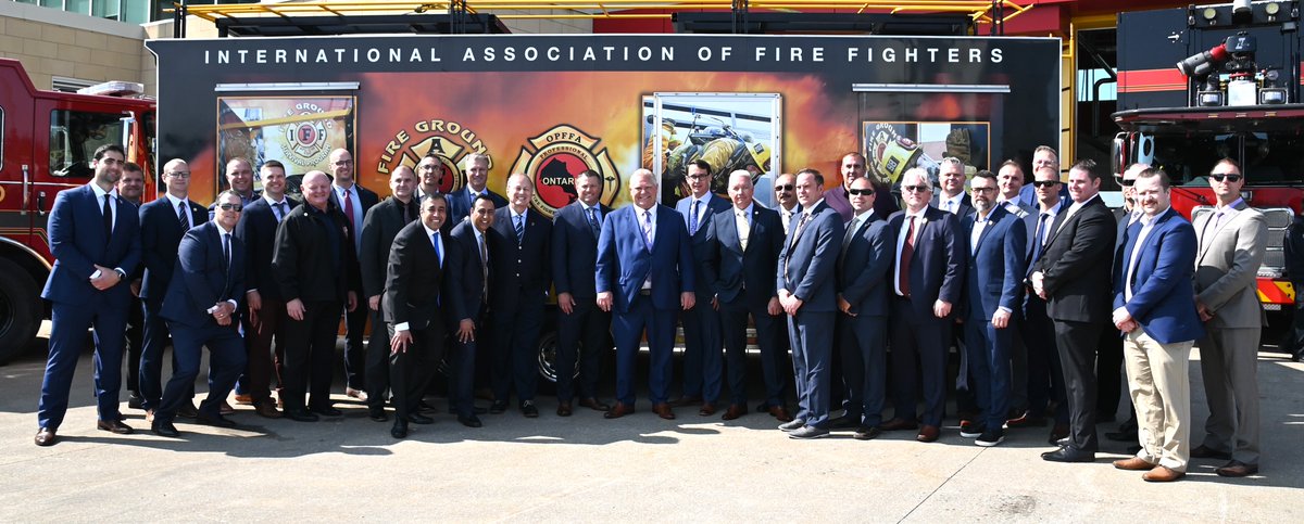 #firefighter leaders from across the province met this morning in Mississauga to applaud the announcement by @fordnation & @MonteMcNaughton for Skills Development Funding.  @IAFFCanada #ONpoli

news.ontario.ca/en/release/100…